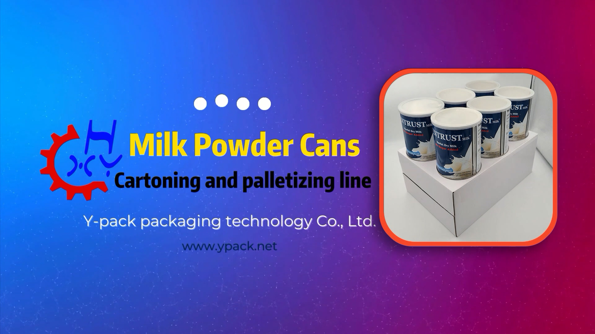 Dry milk cans cartoning and palletizing line with Automatic magazine infeed